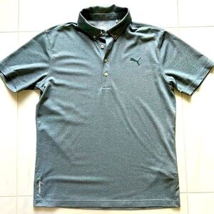 Puma Light Gray Button Collar Short Sleeve Golf  Polo Shirt Size S